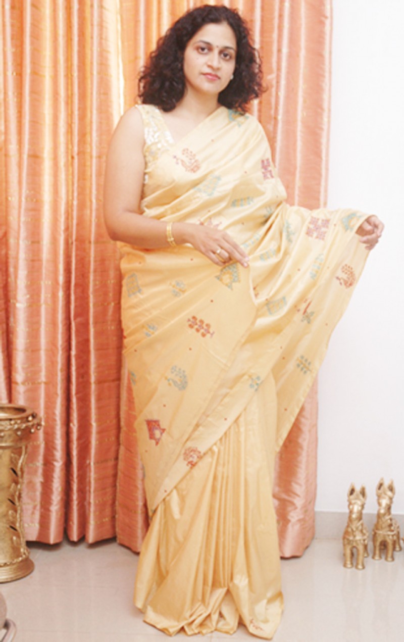 Cream colour silk Saree
