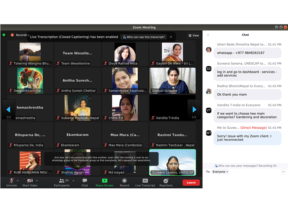 UNESCAP Wesellonline online training photo gallery